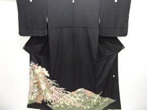 作家物　手描き友禅　枝垂れ梅に椿模様留袖(比翼付き)